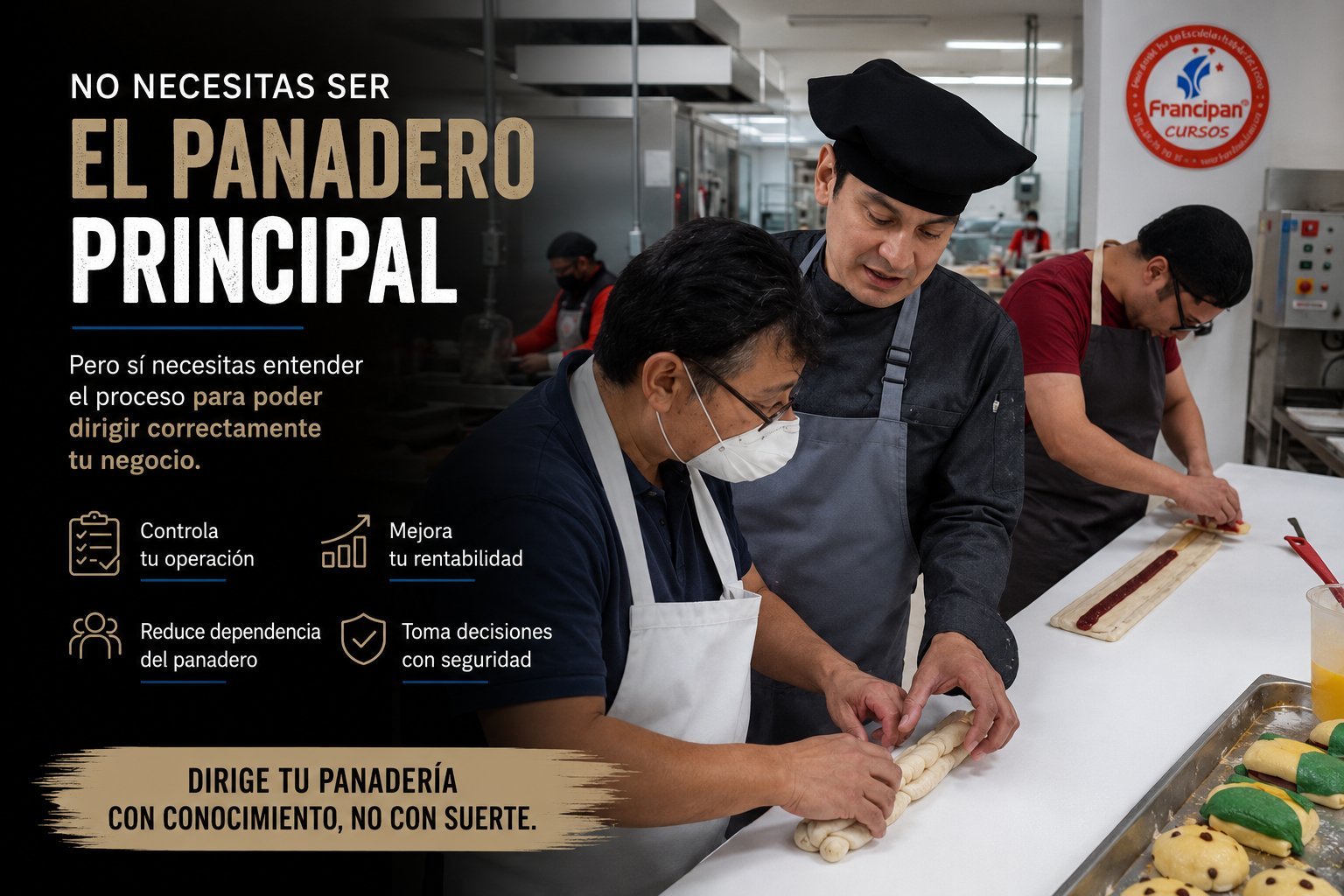 Bakery training poster showing two men in aprons working with dough
